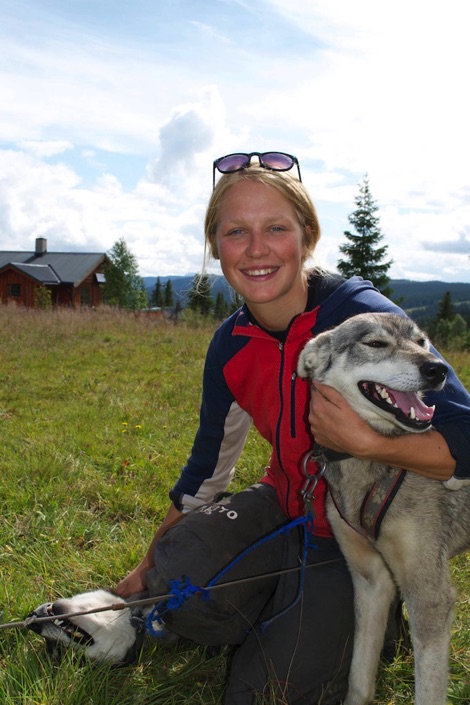 Elin with huskies